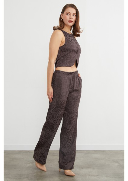 Leopar Desenli Saten Yelek Pantolon Takım fırsatları