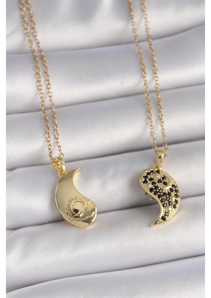Bfs 316L Çelik Gold Renk Zincir Zirkon Taşlı Ying Yang Model Gün Batımı Işlemeli Arkadaşlık Kadın Kolye fiyatları