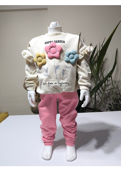 Kız Çocuk Alt Üst Takım Kolu Fırfırlı El Nakışı Kabartma Çiçek %100 Pamuk fiyatları