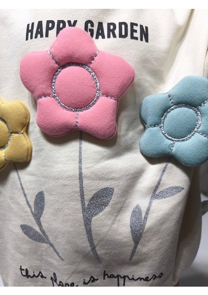 Kız Çocuk Alt Üst Takım Kolu Fırfırlı El Nakışı Kabartma Çiçek %100 Pamuk indirimleri