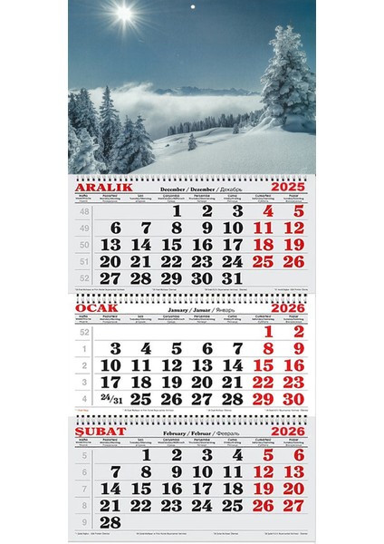 2026 Yılı Gemici Takvimi----Kış Güneşi