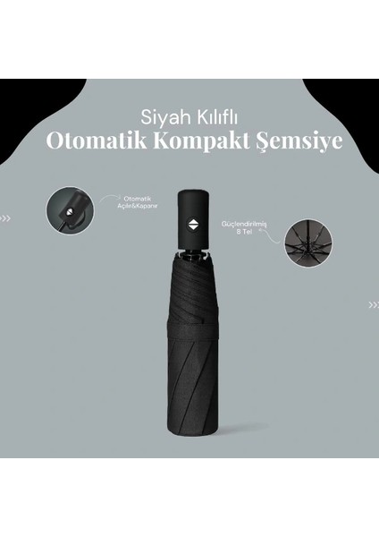 Siyah Kılıflı Otomatik Kompakt Şemsiye