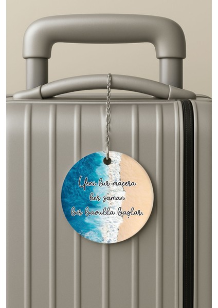 Pleksi Zincirli Bavul Etiketi Seyahat Tatil Için Tasarım Valiz Etiketi Macera