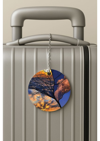Pleksi Zincirli Bavul Etiketi Seyahat Tatil Için Tasarım Valiz Etiketi Doğa Ayna