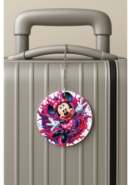 Pleksi Zincirli Bavul Etiketi Seyahat Tatil Için Tasarım Valiz Etiketi Farecik