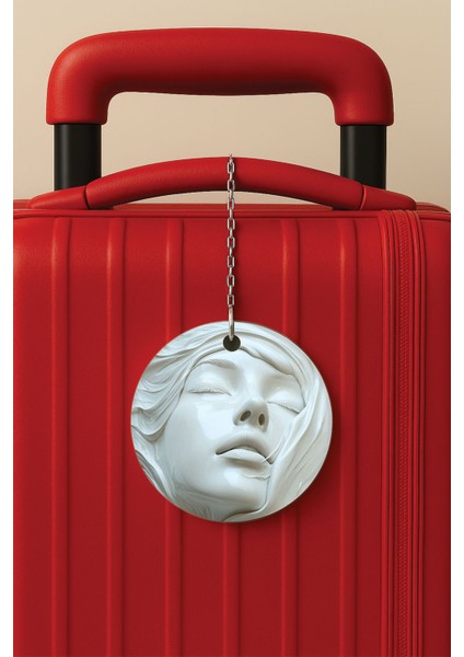 Desenli Baskılı Pleksi Zincir Aparatlı Bavul Etiketi Valiz Etiketi Ölümsüz