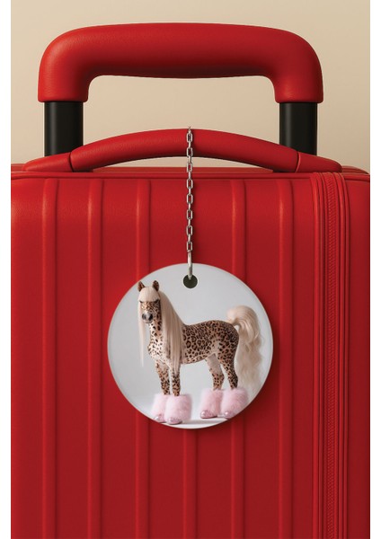 Desenli Baskılı Pleksi Zincir Aparatlı Bavul Etiketi Valiz Etiketi Kokosh