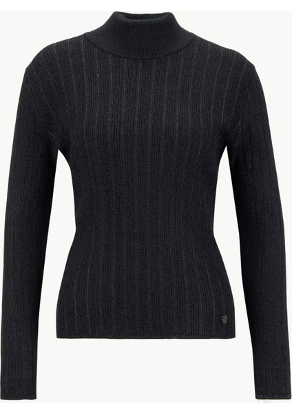 Yarım Balıkçı Yaka Basic Düz Siyah Kadın Kazak M5WL-KZK1079