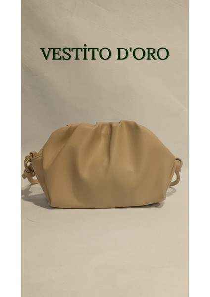 Yumuşak Formlu Büzgülü Pouch Omuz Çantası - Vestito D'oro