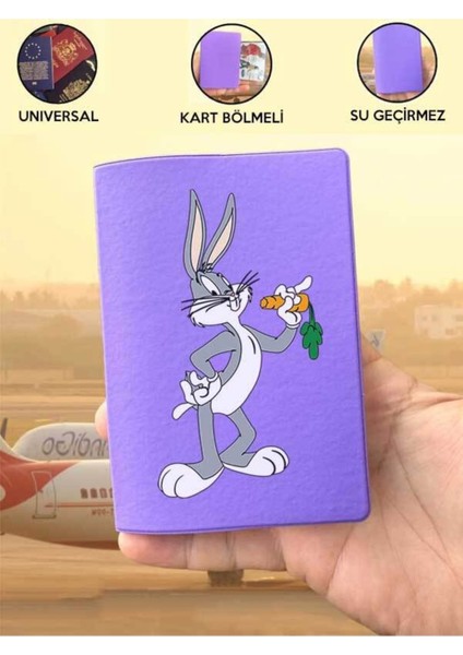 Tüm Ülke Pasaportlarına Uyumlu Bugsbunny Mor Vinleks Pasaport Kılıfı Kabı fırsatları