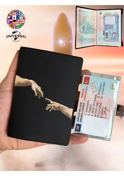 Goddess Art Desenli Pürüzsüz Yüzey Deri Pasaport Kılıfı Kabı Tüm Ülke Pasaportlarına Uygun