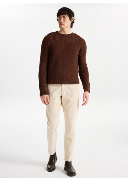 Bisiklet Yaka Normal Örgü Desenli Kahve Erkek Kazak M4WM-KZK-1619 fiyatları