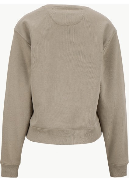 Yuvarlak Yaka Baskılı Yeşil Kadın Sweatshırt Studded Kadın Sweatshirt