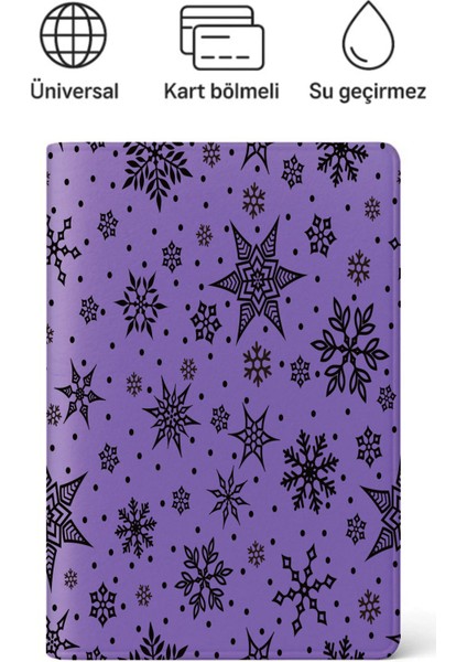 Pasaport Kılıfı Pasaportluk Desenli Pasaport Kabı Su Geçirmez Kar Tanesi