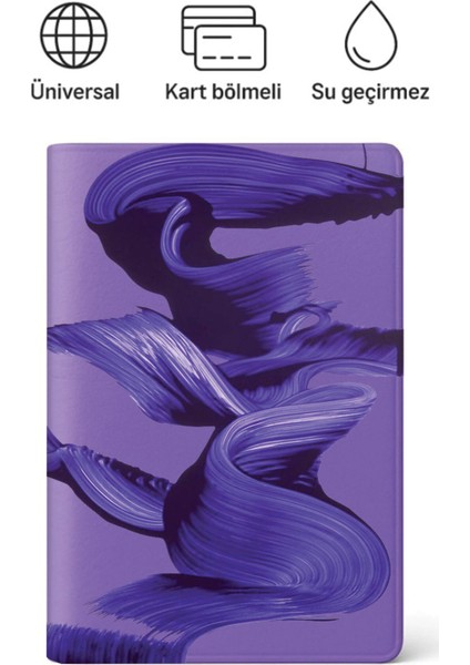 Pasaport Kılıfı Pasaportluk Desenli Pasaport Kabı Su Geçirmez Purple Dance