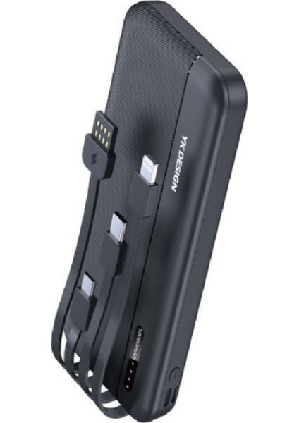 Powerbank Kablosuz Hızlı 4 Kablolu Micro Type-C USB Lightning 10.000 Mah Şarj