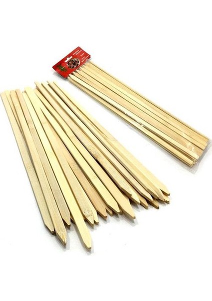 Bambu Adana Kebap Şişi Ahşap 25 Adet Yassı Çöp Şiş Kebap Şişi 30 cm