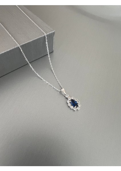 Zarif Safir Gümüş Kolye-Şıklığın Simgesi-Zirkon Taşlı fiyatları
