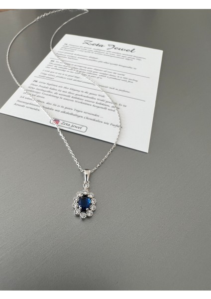 Zarif Safir Gümüş Kolye-Şıklığın Simgesi-Zirkon Taşlı indirimleri