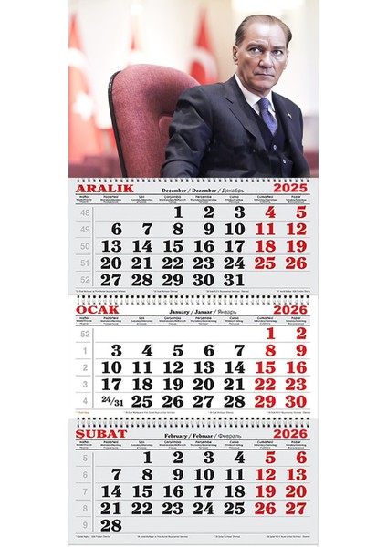 2026 Yılı Gemici Takvimi ---Atatürk Makam Koltuğunda