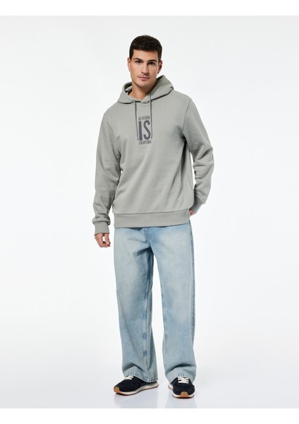 Regular Fit Uzun Kollu Baskılı Kapşonlu Sweatshirt fiyatları