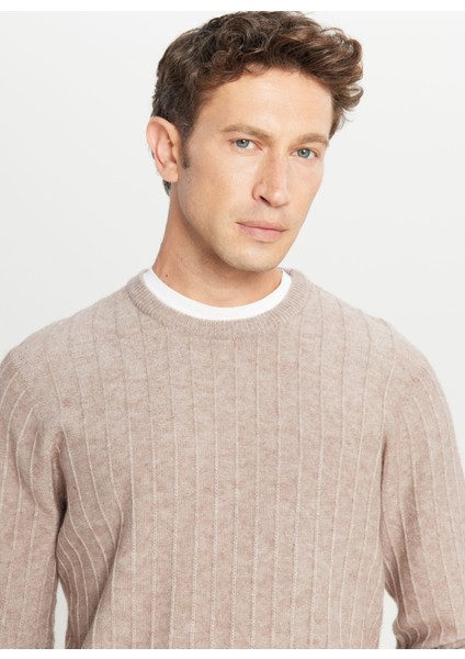 Bisiklet Yaka Standart Vizon Erkek Kazak ACE049261479_VIZ fırsatları