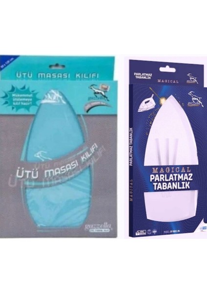 Gazzella Keçeli Ütü Masası Kılıf Bezi ve Parlatmaz Ütü Tabanlığı Seti