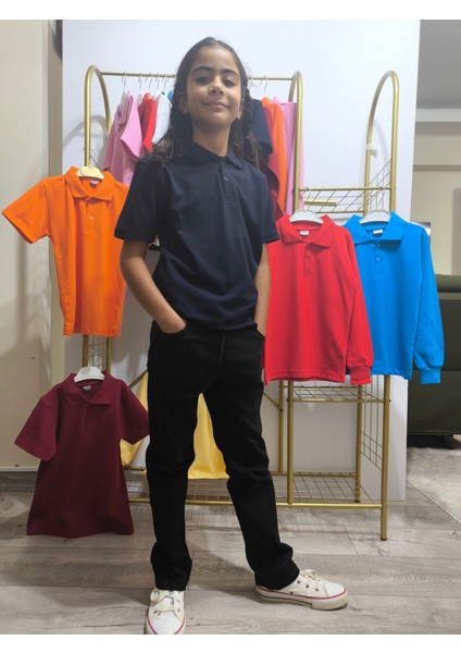 unisex Çocuk Genç Polo Yaka Kısa Kol Okul Günlük Tişört, Nefes Alabilen Kumaş fiyatları