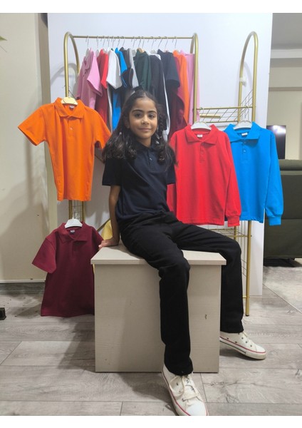 unisex Çocuk Genç Polo Yaka Kısa Kol Okul Günlük Tişört, Nefes Alabilen Kumaş modelleri