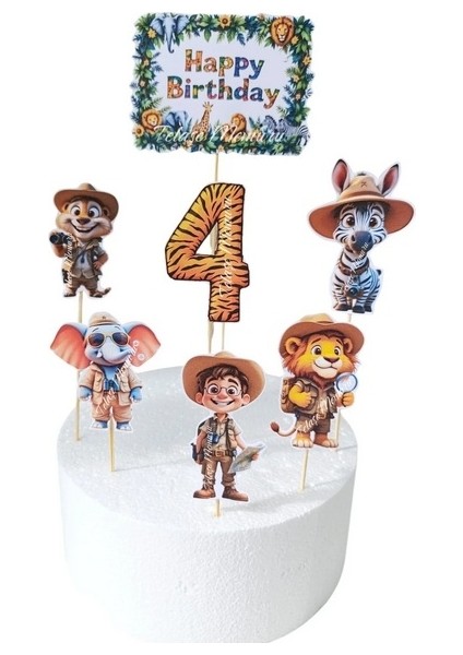 Safari Pasta Süsü 4 Yaş | Safari Doğum Günü Konsepti | Safari Hayvanlari Temali Doğum Günü
