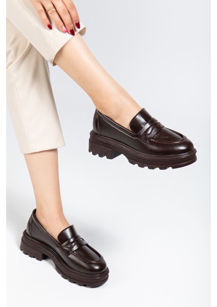 746-759 Kahve Yanki Yüksek Tabanlı Loafer Ayakkabı fiyatları