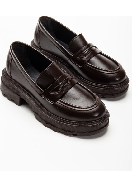 746-759 Kahve Yanki Yüksek Tabanlı Loafer Ayakkabı indirimleri