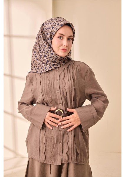 Twill Ipek Eşarp - 11479-39 Lacivert Vizon fırsatları