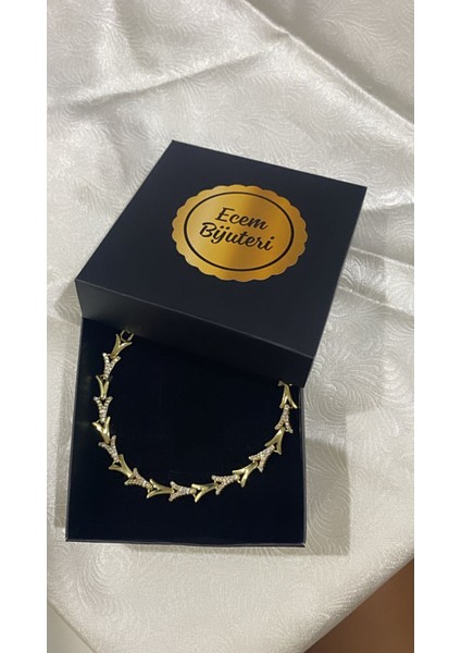 Çelik Altın Kaplama Taşlı Bileklik