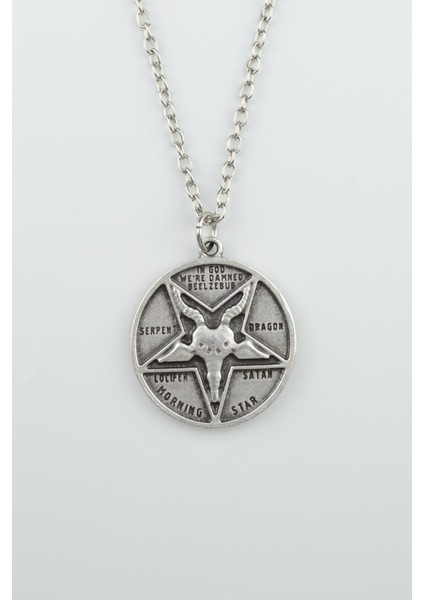 Pagan - Keçi Şeytan - Hz. Isa Gümüş Kaplama Düz Zincir Kolye