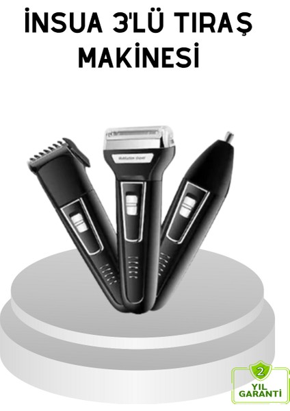 Insua 3 Başlıklı Profesyonel Tıraş Makinesi – Sıfır Kesim Hassas Başlık - M715R997-K80