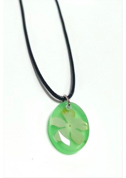 Kartopu Çiçeği Oval Epoksi Kolye