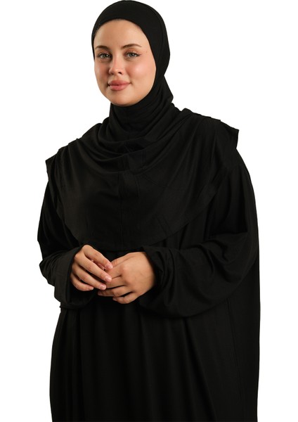 Siyah Tek Parça Namaz Elbisesi Viskon Düz 2503_01 fırsatları