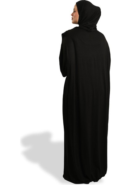 Siyah Tek Parça Namaz Elbisesi Viskon Düz 2503_01 indirimleri