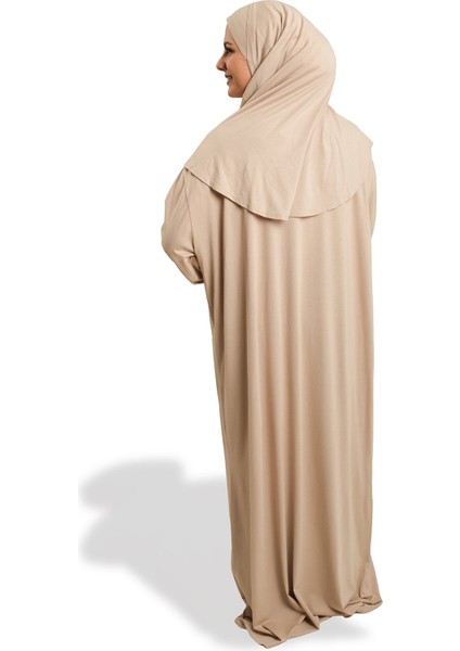 Bej Iki Parça Namaz Elbisesi Viskon Düz 2504_12 fırsatları