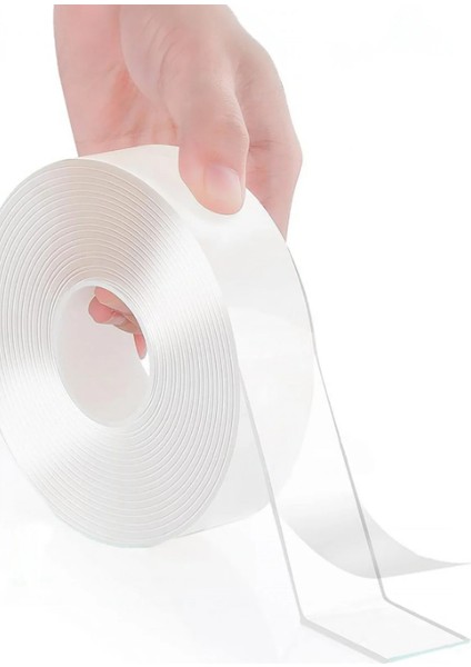 Çift Taraflı Ultra Güçlü Yapışkan Şeffaf Bant Nano Özellikli 2 Metre Iz Bırakmaz Yapıştırıcı Bant
