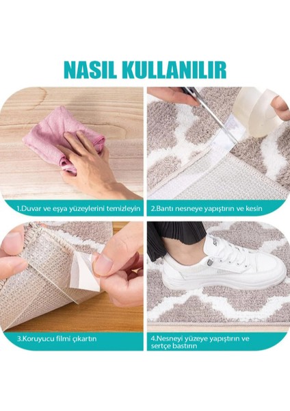 Çift Taraflı Ultra Güçlü Yapışkan Şeffaf Bant Nano Özellikli 2 Metre Iz Bırakmaz Yapıştırıcı Bant