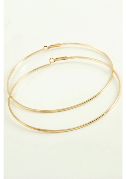 Ezme Çizgili Metal Halka Küpe 8-9-10 cm