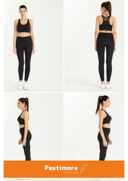 Enenstyle Fashıon Boutıque Kadın Siyah Cepli Sporcu Modeli Yazlık Spor Taytı Fitness Gym Training Siyah Spor Tayt fırsatları