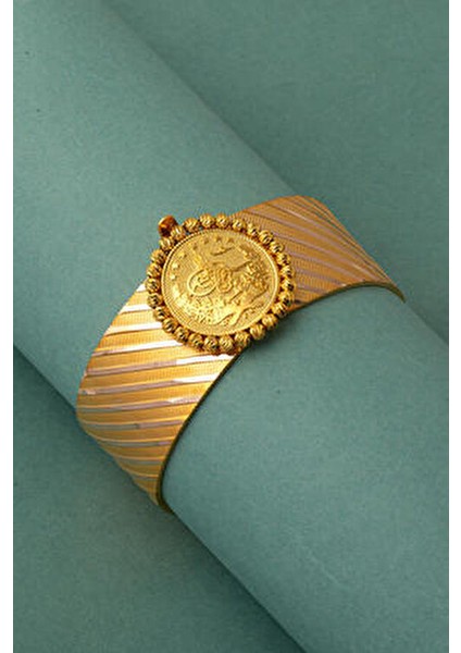 Tuğralı Hasır Kelepçe Altın Bilezik 8 Ayar Sarı Altın 18,82 gr