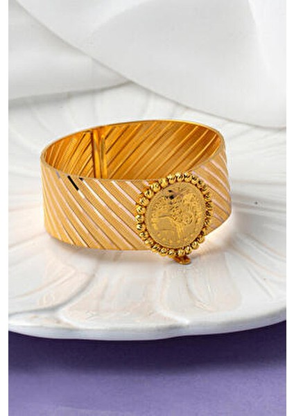 Tuğralı Hasır Kelepçe Altın Bilezik 8 Ayar Sarı Altın 18,82 gr