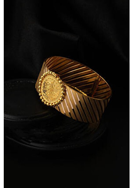 Tuğralı Hasır Kelepçe Altın Bilezik 8 Ayar Sarı Altın 18,82 gr