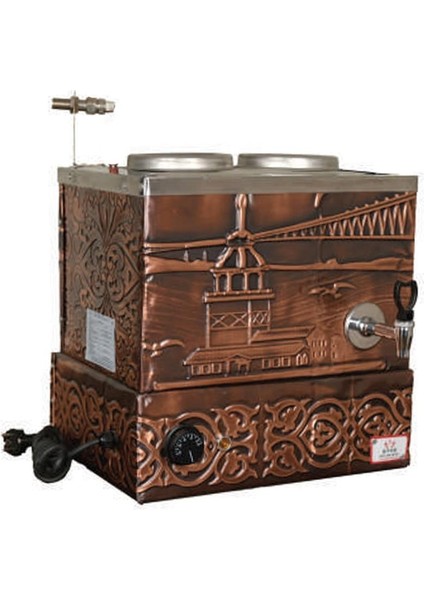 Eko Elektrikli Çay Kazanı 3 Demlikli 34 Litre Bakır