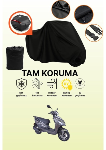 Siyah Arka Çanta Uyumlu Arora Verano 50 Uyumlu Motosiklet Brandası, Koruyucu Örtü