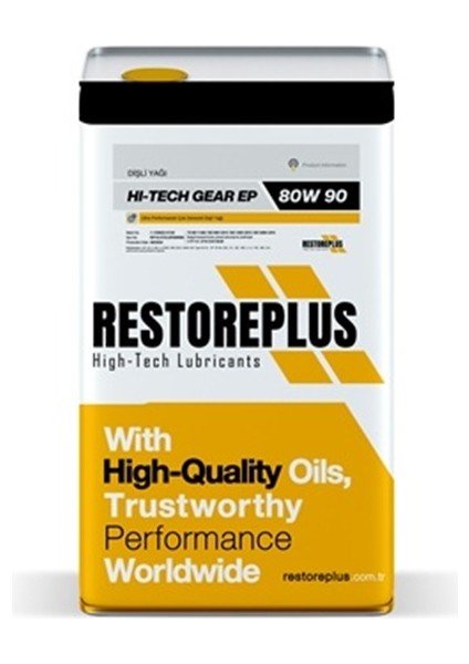 Restoreplus Hı-Tech Gear Ep 80W-90 | Ultra Performanslı Çok Dereceli Dişli Yağlayıcı (16 Lt)